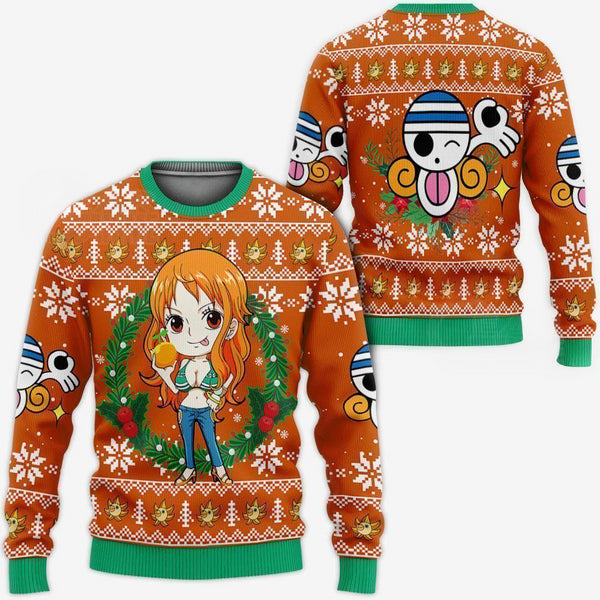Divesart - Suéter y sudadera navideños feos de Nami One Piece Anime Xmas