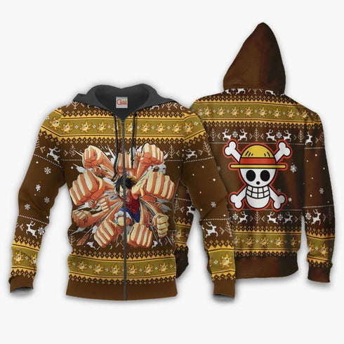Diivesart - Rufy Gomu Gomu brutto maglione Xmas One Piece Anime Natale