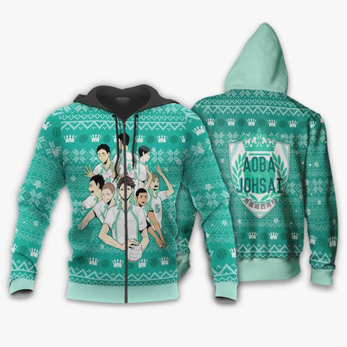 Divesart - Aoba Johsai Ugly Christmas Sweater y Hoodie Haikyuu Anime Xmas Shirt