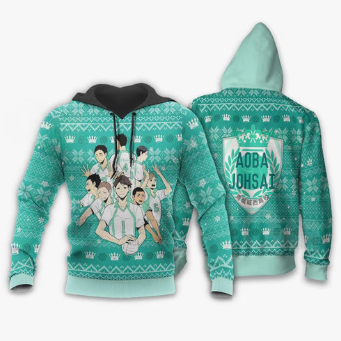 Divesart - Aoba Johsai Ugly Christmas Sweater y Hoodie Haikyuu Anime Xmas Shirt