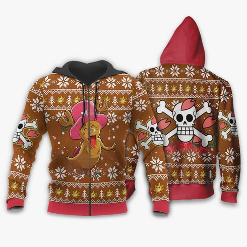 DivesArt - Glad Chopper Ugly Christmas Sweater och Hoodie One Piece Anime Xmas