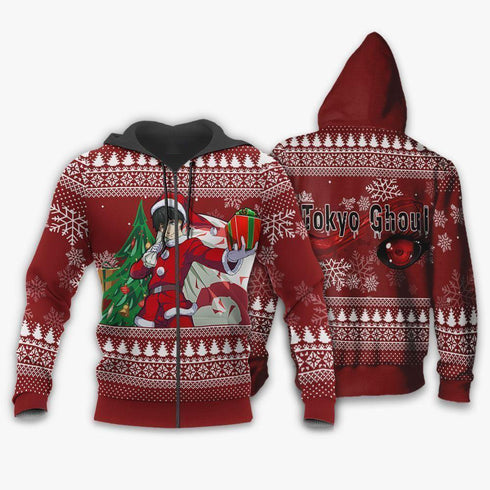 DivesArt - Ken Kaneki Santa Ugly Christmas tröja och hoodie Tokyo Ghoul Anime Xmas