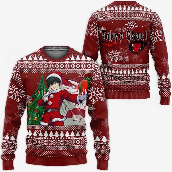 Divesart - Ken Kaneki Babbo Natale brutto maglione e felpa con cappuccio Tokyo Ghoul Anime Xmas