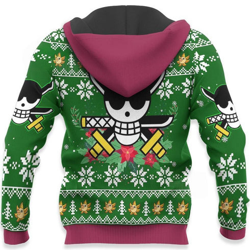 Divesart - Happy Zoro Ugly Christmas Sweater and Hoodie One Piece Anime Xmas