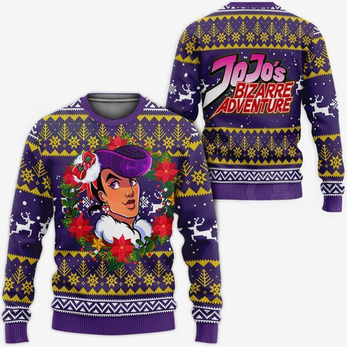 Divesart - Josuke Higashikata Brutto maglione natalizio e felpa con cappuccio JoJo's Anime Xmas Hoodie