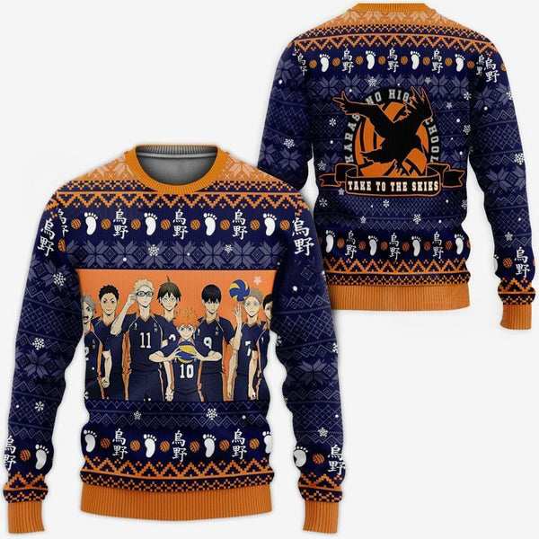 Divesart - Karasuno Ugly Christmas Sweater y Hoodie Haikyuu Anime Xmas Shirt