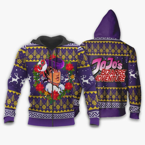 Divesart - Josuke Higashikata Brutto maglione natalizio e felpa con cappuccio JoJo's Anime Xmas Hoodie