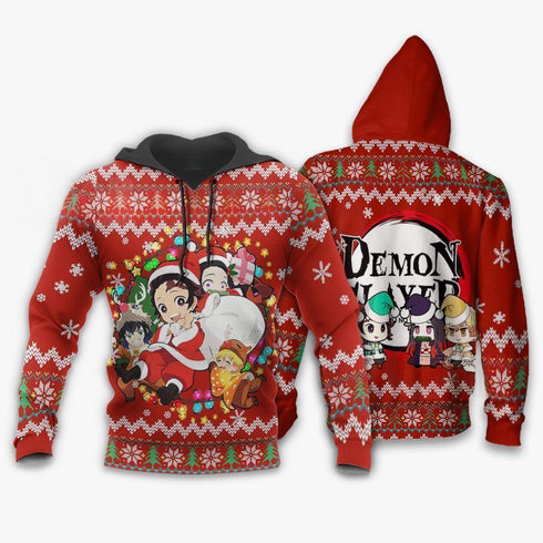 Divesart - Demon Slayer Ugly Christmas Sweater and Hoodie Kimetsu No Yaiba Xmas Gift