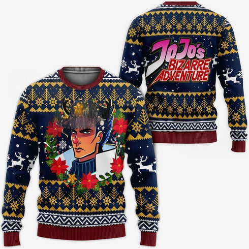 Divesart - Jotaro Kujo Brutto maglione natalizio e felpa con cappuccio JoJo's Anime Xmas Hoodie