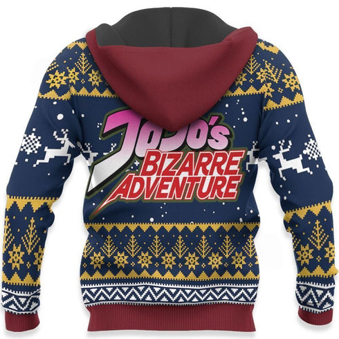 Divesart - Jotaro Kujo Brutto maglione natalizio e felpa con cappuccio JoJo's Anime Xmas Hoodie