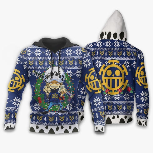DivesArt - Trafalgar Law Ugly Christmas Sweater och Hoodie One Piece Anime Xmas