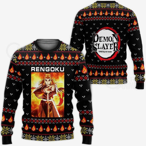 Divesart - Kyojuro Rengoku Brutto maglione natalizio e felpa con cappuccio Demon Slayer Anime regalo di Natale