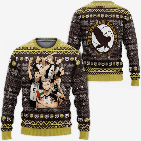 Divesart - Fukurodani Academy Brutto maglione natalizio e felpa con cappuccio Haikyuu Anime Xmas