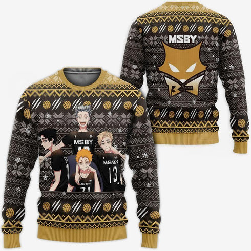 Divesart - MSBY Black Jackals Ugly Christmas Sweater and Hoodie Haikyuu Anime Xmas Gift
