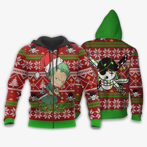 Divesart - Zoro Weihnachtspullover und Hoodie Custom One Piece Anime Weihnachtsgeschenke