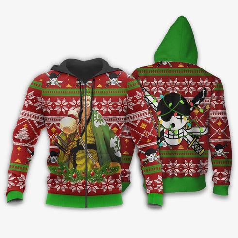 DivesArt - Zoro Ugly Jultröja och Hoodie Custom Wano One Piece Anime Xmas Presenter