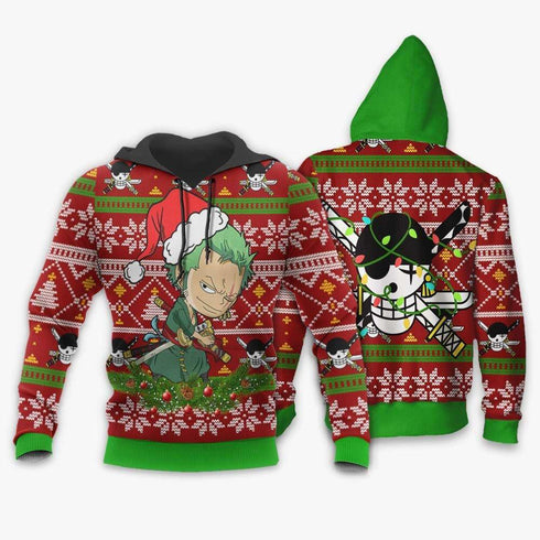 Divesart - Zoro Weihnachtspullover und Hoodie Custom One Piece Anime Weihnachtsgeschenke