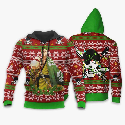 DivesArt - Zoro Ugly Jultröja och Hoodie Custom Wano One Piece Anime Xmas Presenter