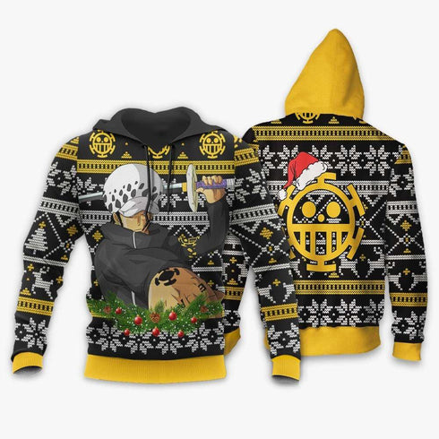 DivesArt - Trafalgar Law Ugly Christmas Sweater och Hoodie Custom One Piece Anime Xmas Presenter