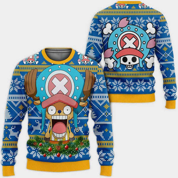 DivesArt - Chopper Ugly Christmas Sweater och Hoodie Custom One Piece Anime Xmas Presenter