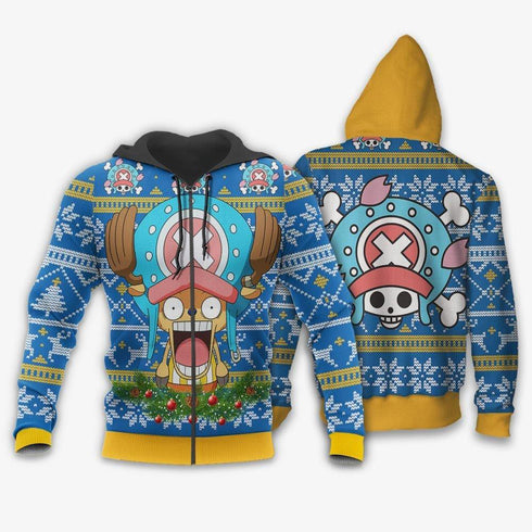 DivesArt - Chopper Ugly Christmas Sweater och Hoodie Custom One Piece Anime Xmas Presenter