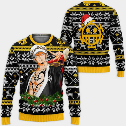 DivesArt - Trafalgar Law Ugly Jultröja och Hoodie Custom Wano One Piece Anime Xmas Presenter