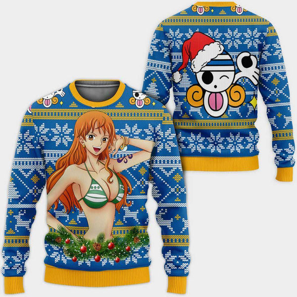 DiveSart - Nami Ugly Christmas Pull et Hoodie Custom One Piece Anime Anmas Cadeaux