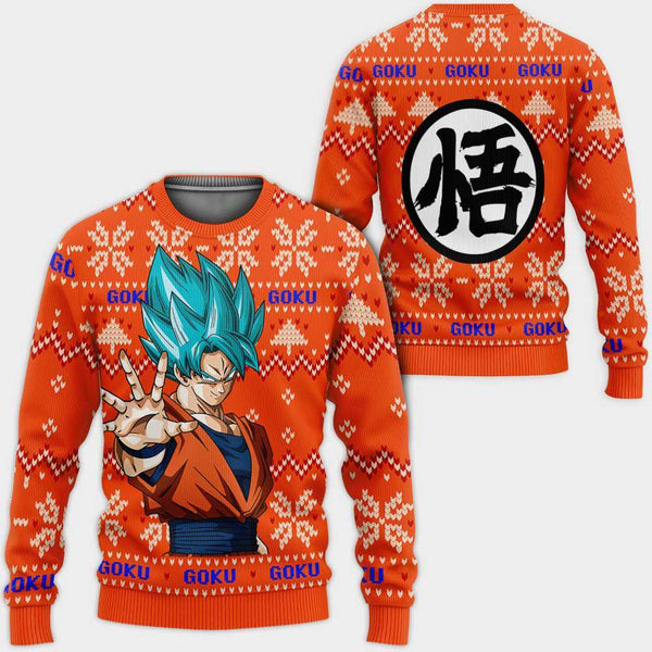Divesart - Goku Blue Brutto Natale maglione e felpa con cappuccio Regali di Natale personalizzati Anime Dragon Ball