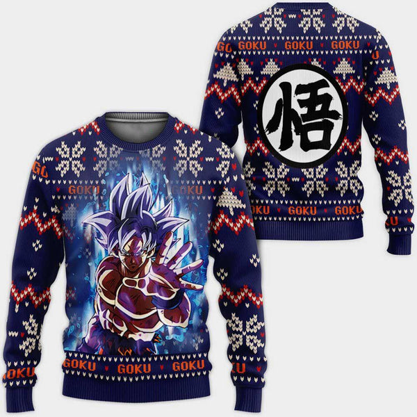 Divesart - Goku Ultra Instinkt Weihnachtspullover Custom Anime Dragon Ball Weihnachtsgeschenke
