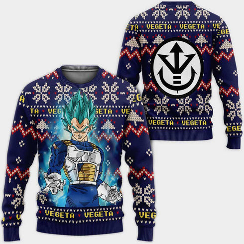 DivesArt - Vegeta Blue Christmas Sweater Custom Anime Dragon Ball Xmas Presenter