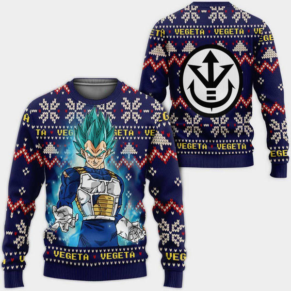 DivesArt - Vegeta Blue Christmas Sweater Custom Anime Dragon Ball Xmas Presenter