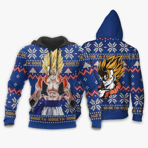 Divesart - Gogeta Brutto Natale maglione e felpa con cappuccio Regali di Natale personalizzati Anime Dragon Ball