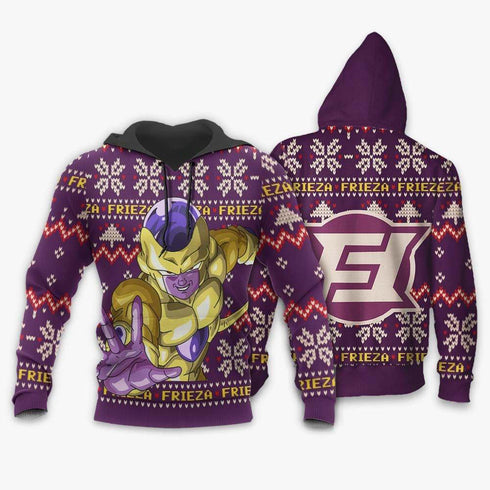 Divesart - Golden Frieza Brutto maglione di Natale e felpa con cappuccio Regali di Natale personalizzati Anime Dragon Ball