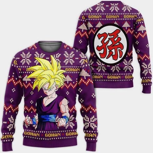 DivesArt - GOHAN SJJ Ugly Jultröja och Hoodie Custom Anime Dragon Ball Xmas Presenter