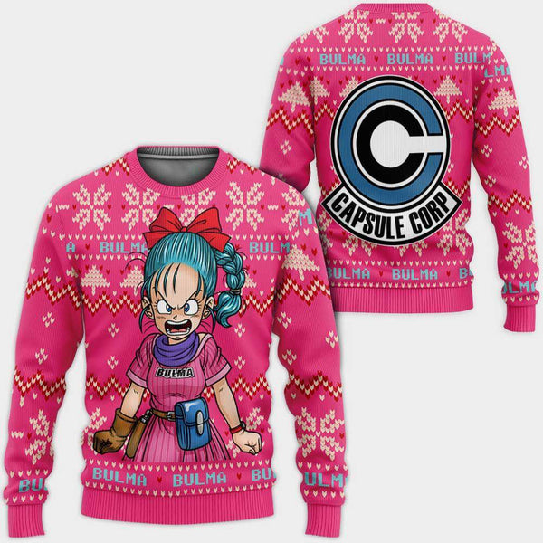 DivesArt - Bulma Ugly Christmas Sweater och Hoodie Anpassad Anime Dragon Ball Xmas Presenter