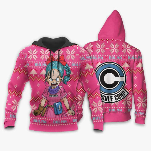 DivesArt - Bulma Ugly Christmas Sweater och Hoodie Anpassad Anime Dragon Ball Xmas Presenter