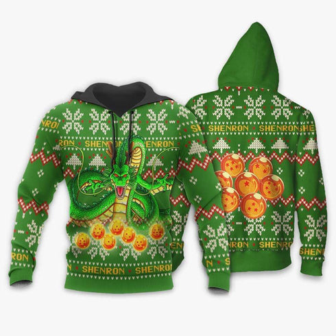 DivesArt - Shenron Ugly Christmas Sweater och Hoodie Custom Anime Dragon Ball Xmas Presenter