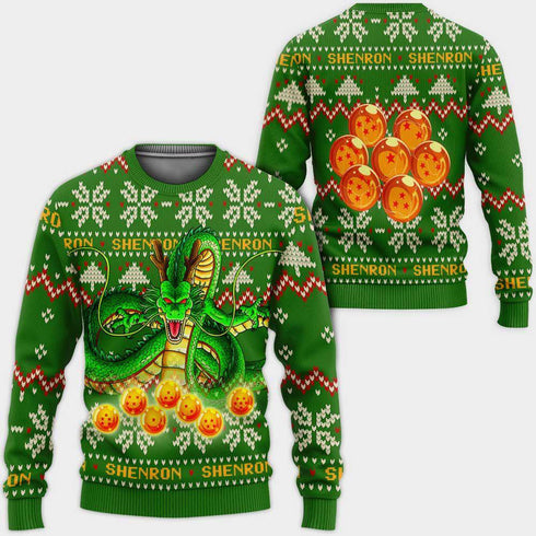 DivesArt - Shenron Ugly Christmas Sweater och Hoodie Custom Anime Dragon Ball Xmas Presenter
