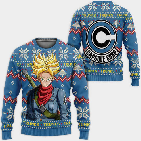 Divesart - Future Trunks Brutto maglione di Natale e felpa con cappuccio Regali di Natale personalizzati per Anime Dragon Ball