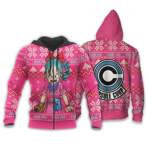 DivesArt - Bulma Ugly Christmas Sweater och Hoodie Anpassad Anime Dragon Ball Xmas Presenter