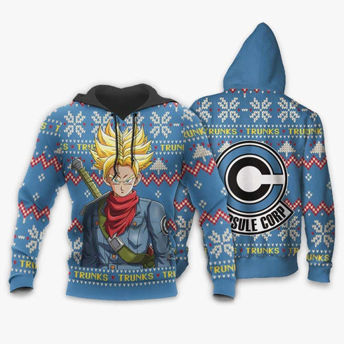 Divesart - Future Trunks Brutto maglione di Natale e felpa con cappuccio Regali di Natale personalizzati per Anime Dragon Ball