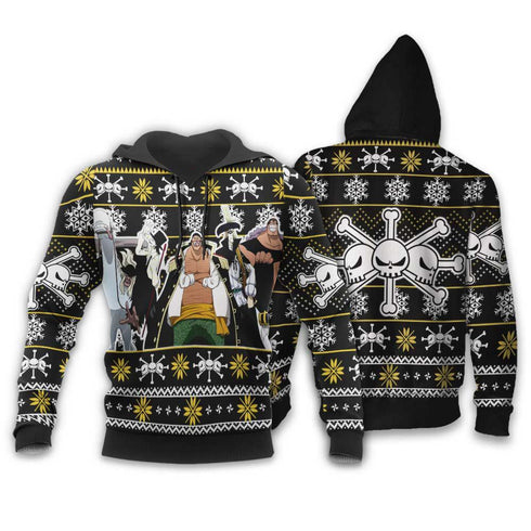 Divesart - Pirati di Barbanera Brutti maglione di Natale e felpa con cappuccio Anime One Piece Regali di Natale personalizzati