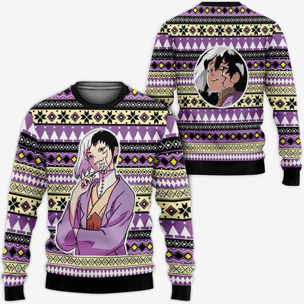 Divesart - Gen Asagiri Brutto Natale maglione e felpa con cappuccio Anime personalizzati Dr Stone Regali di Natale