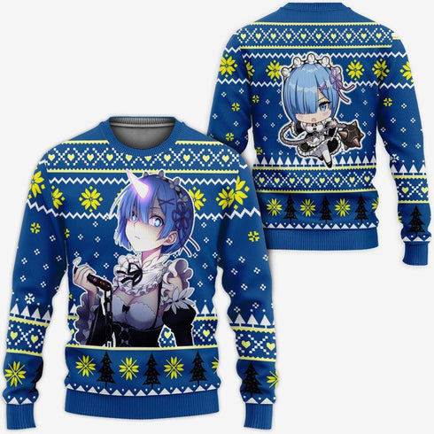 Divesart - Re Zero Rem Brutto Natale maglione e felpa con cappuccio Regali di Natale Anime personalizzati