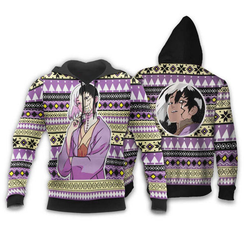 Divesart - Gen Asagiri Brutto Natale maglione e felpa con cappuccio Anime personalizzati Dr Stone Regali di Natale