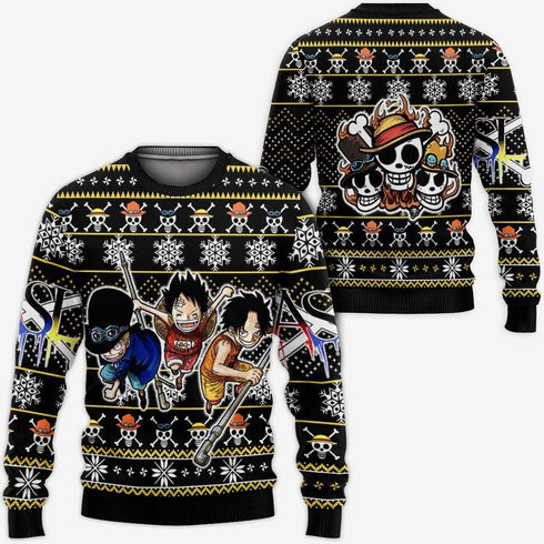 DivesArt - ASL Pirates ful jultröja och hoodie custom anime one stycke xmas gåvor