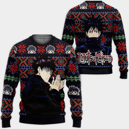 Divesart - Megumi Fusiguro Weihnachtspullover und Hoodie Custom Anime Jujutsu Kaisen Weihnachtsgeschenke