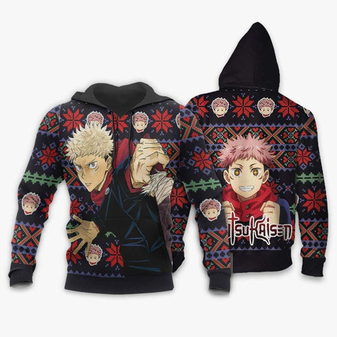 Divesart - Yuji Itadori Weihnachtspullover und Hoodie Custom Anime Jujutsu Kaisen Weihnachtsgeschenke