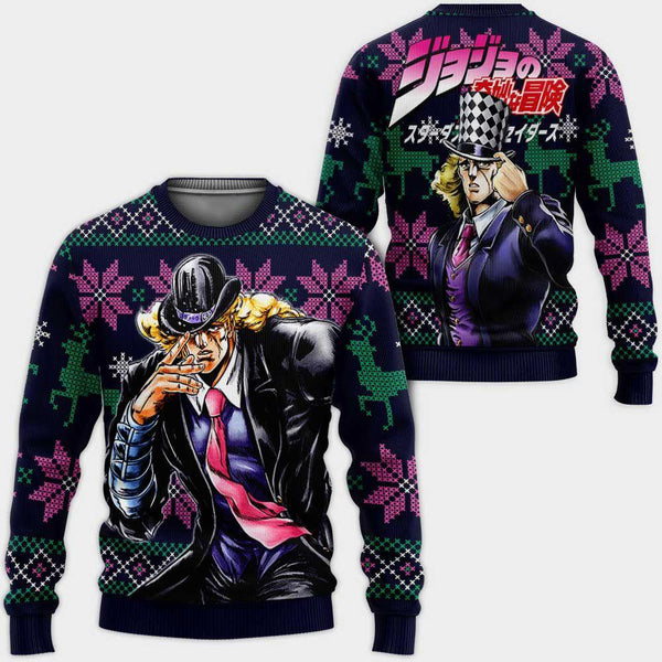 Diivesart - Robert Speedwagon brutto Natale maglione e felpa con cappuccio personalizzata Anime Jojo's Bizarre Adventure Xmas Gifts