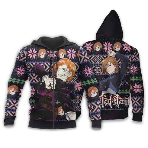 Divesart - Nobara Kugisaki Weihnachtspullover und Hoodie Custom Anime Jujutsu Kaisen Weihnachtsgeschenke